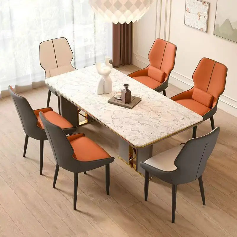 Genuine leather dining chairs, household dining table chairs, and luxurious high-end hotel chairs