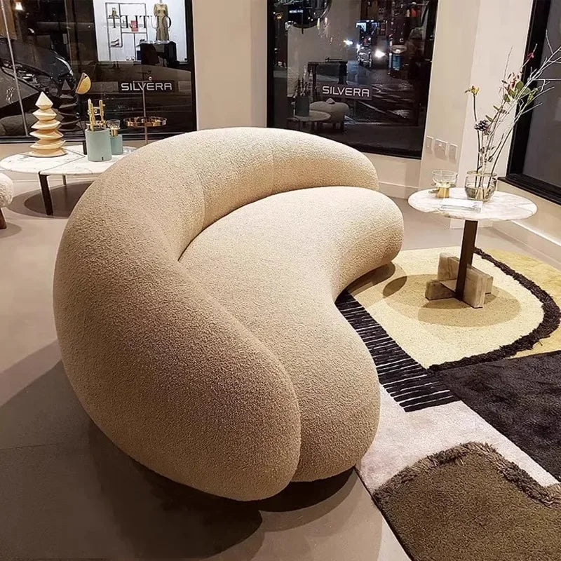 Curved Wood Couches Nordic Simple Comfortable Designer Living Room Sofas