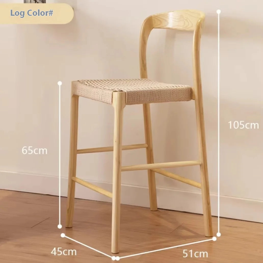 Scandinavian Solid wood Home use Island bar stool Ash wood Bar stool Rope