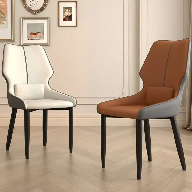 Genuine leather dining chairs, household dining table chairs, and luxurious high-end hotel chairs