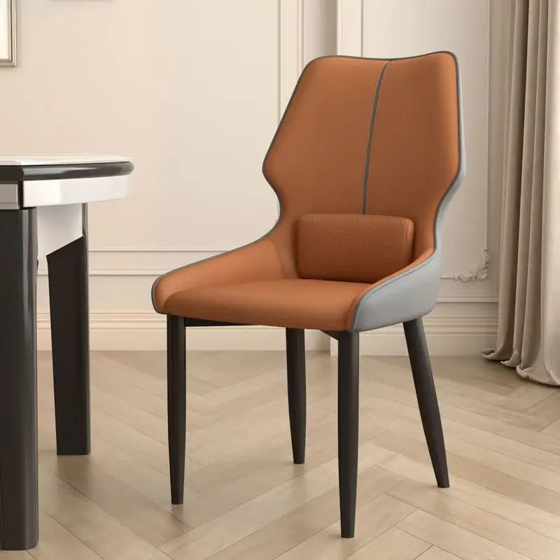 Genuine leather dining chairs, household dining table chairs, and luxurious high-end hotel chairs