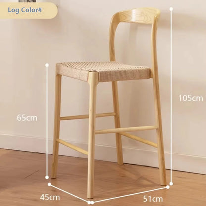 Scandinavian Solid wood Home use Island bar stool Ash wood Bar stool Rope