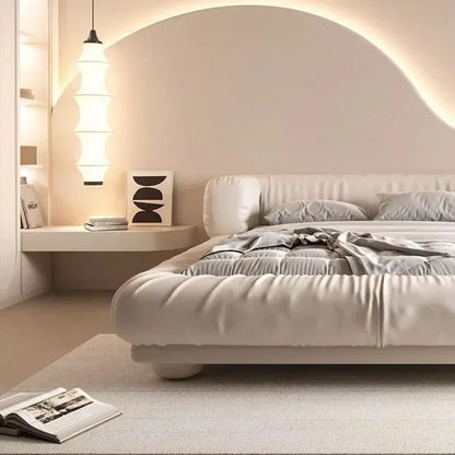 A-FAFA Leather Glamorous Double Bed Designer White Villa Sleeping King Size Bed