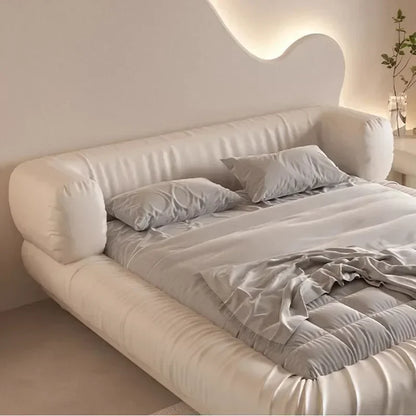 A-FAFA Leather Glamorous Double Bed Designer White Villa Sleeping King Size Bed
